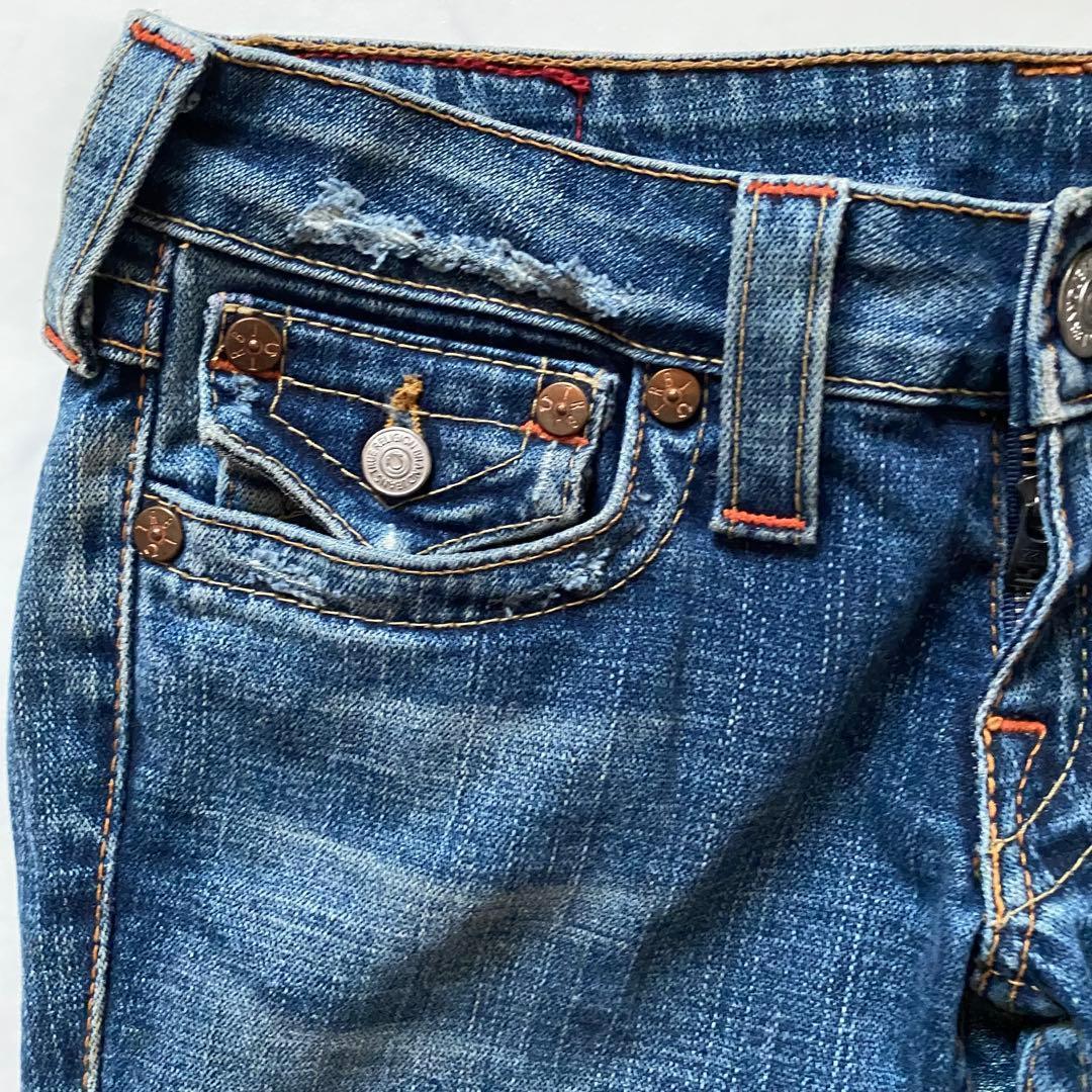 TRUE RELIGION USA製　26　ダメージデニムパンツ