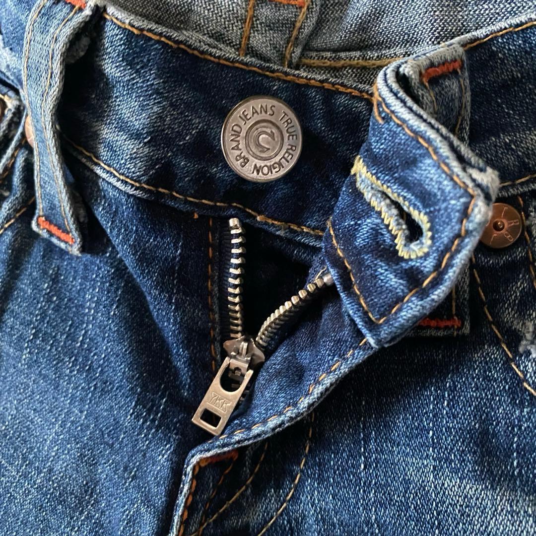 TRUE RELIGION USA製　26　ダメージデニムパンツ