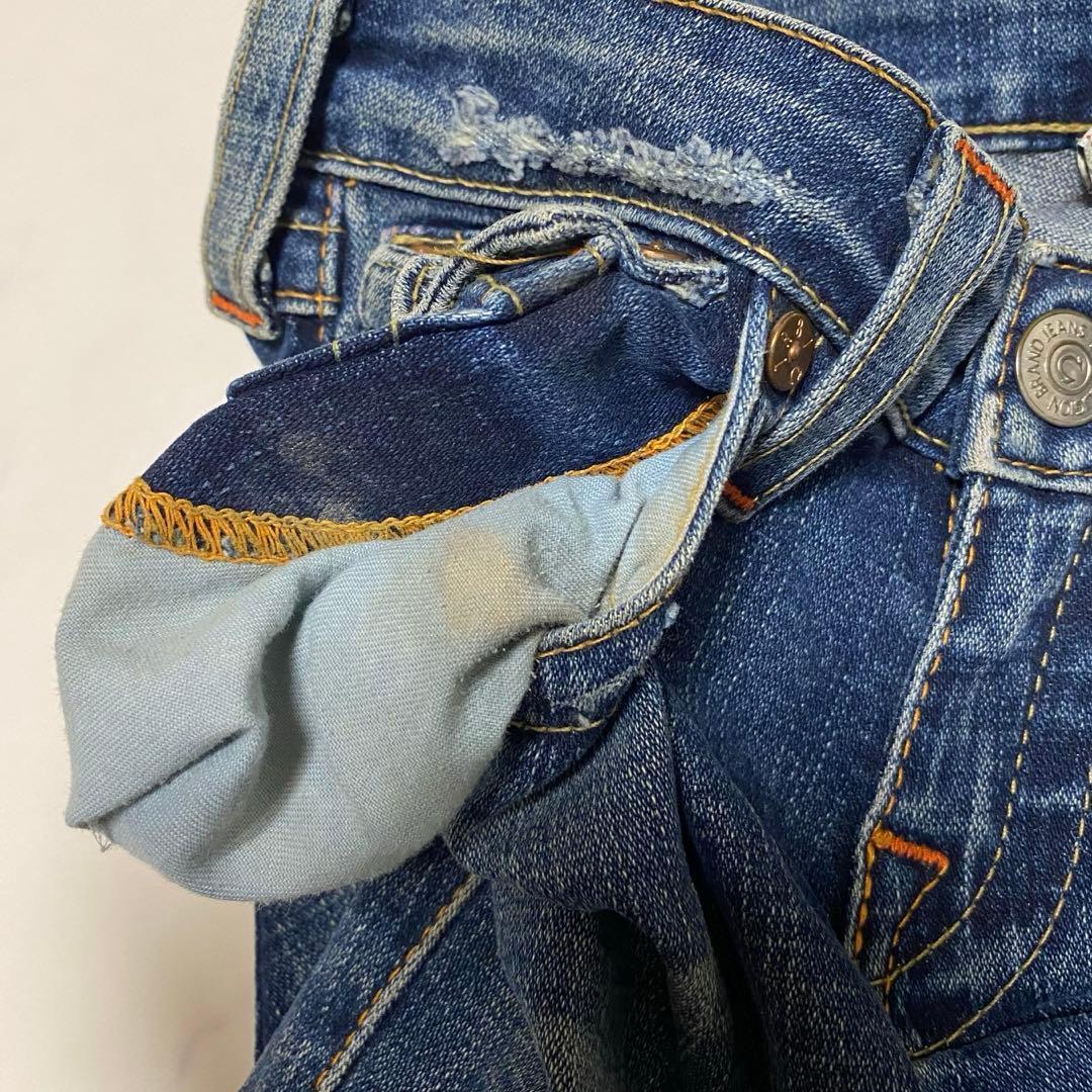 TRUE RELIGION USA製　26　ダメージデニムパンツ