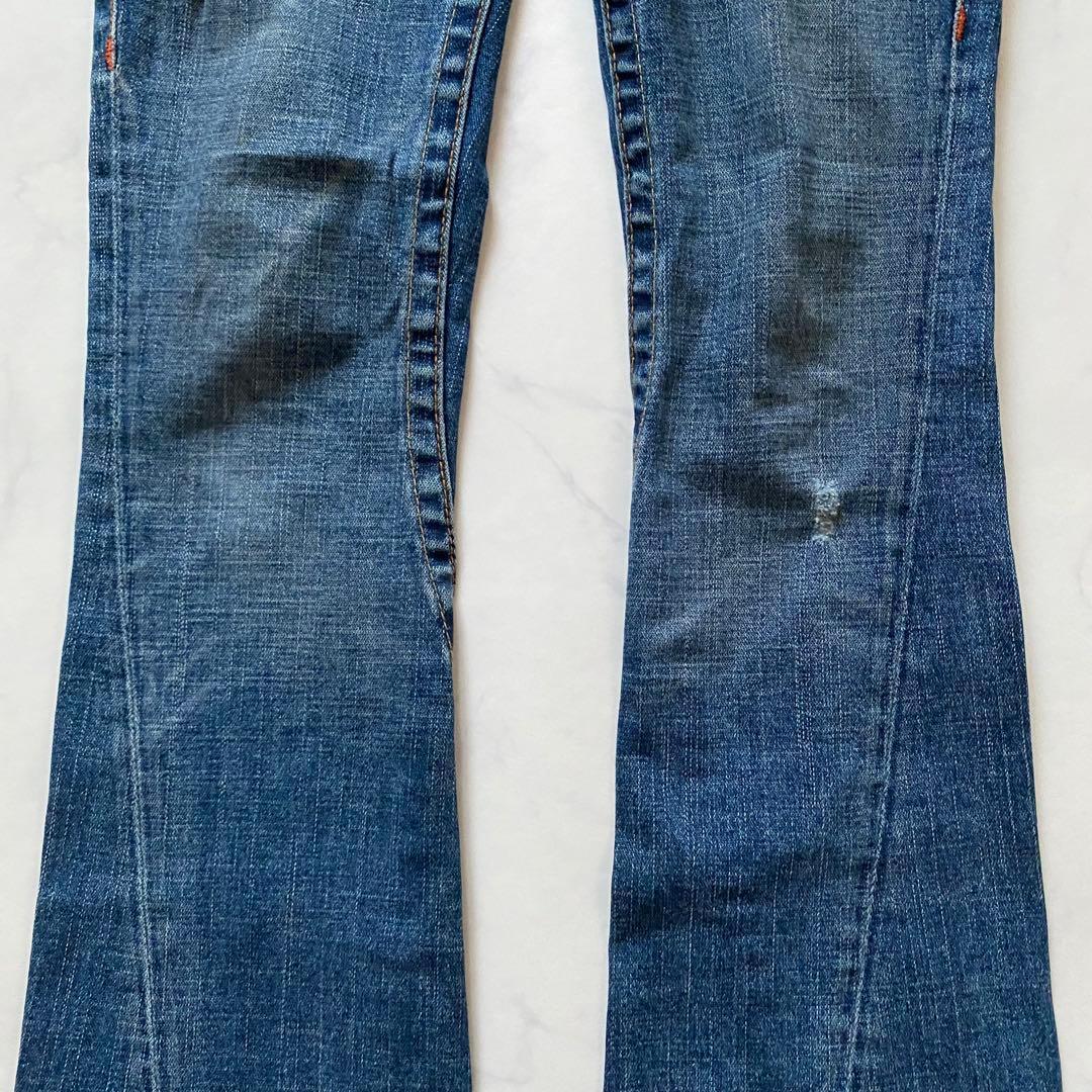 TRUE RELIGION USA製　26　ダメージデニムパンツ