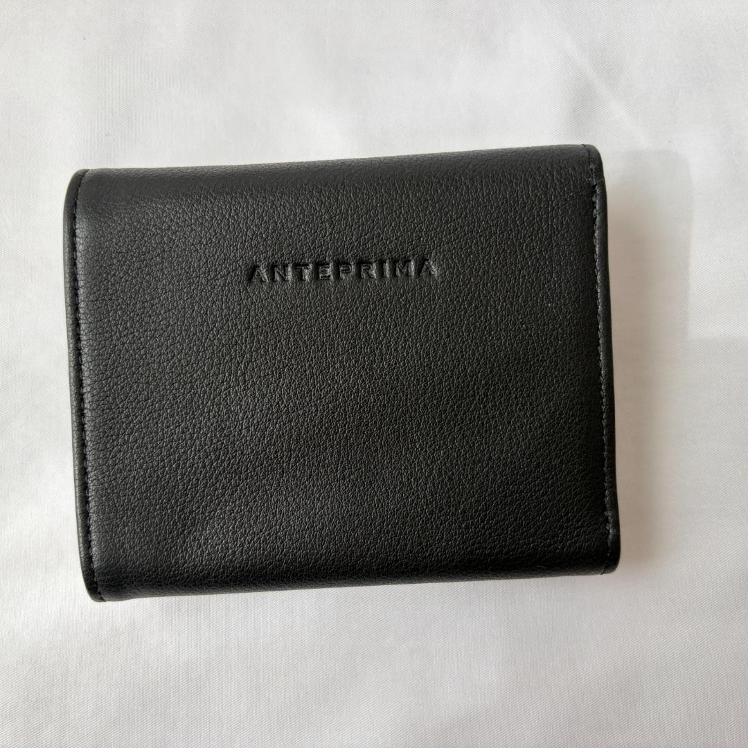 超美品 アンテプリマ コンパクトウォレット 財布 お洒落 レザー ブラック