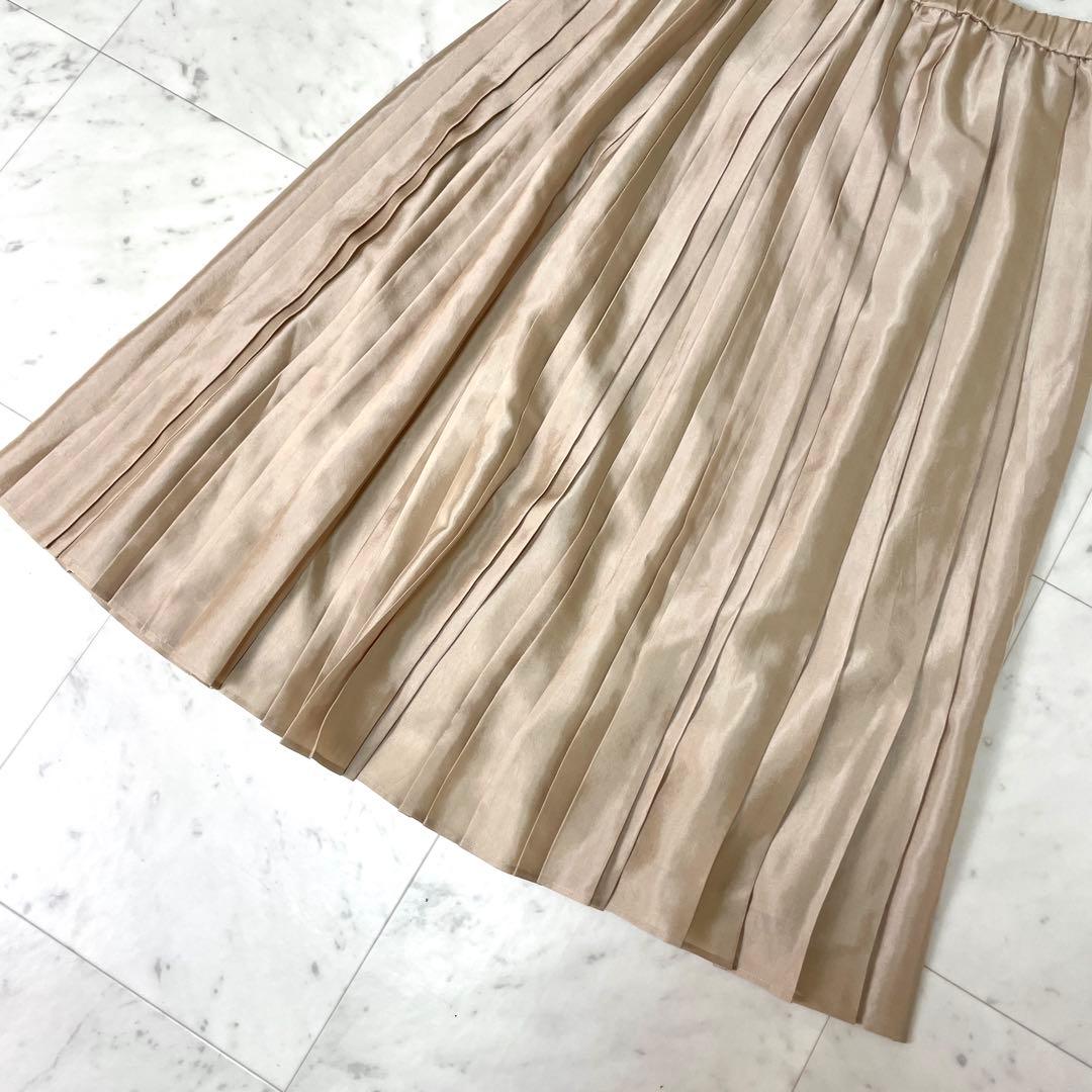 【美品】23区 洗えるシアーコンビ プリーツ スカート 大きい 46 ゴールド