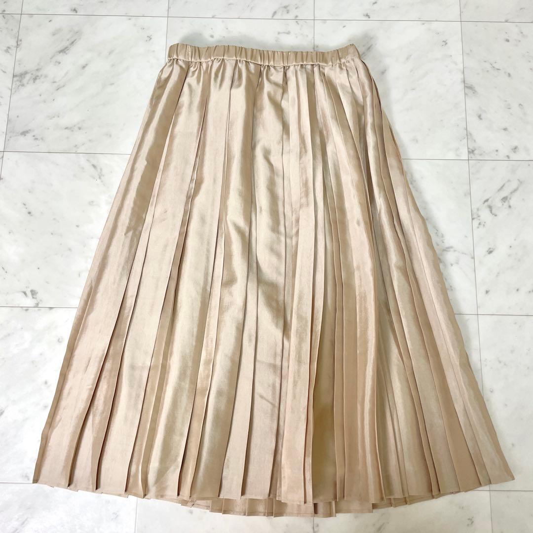 【美品】23区 洗えるシアーコンビ プリーツ スカート 大きい 46 ゴールド