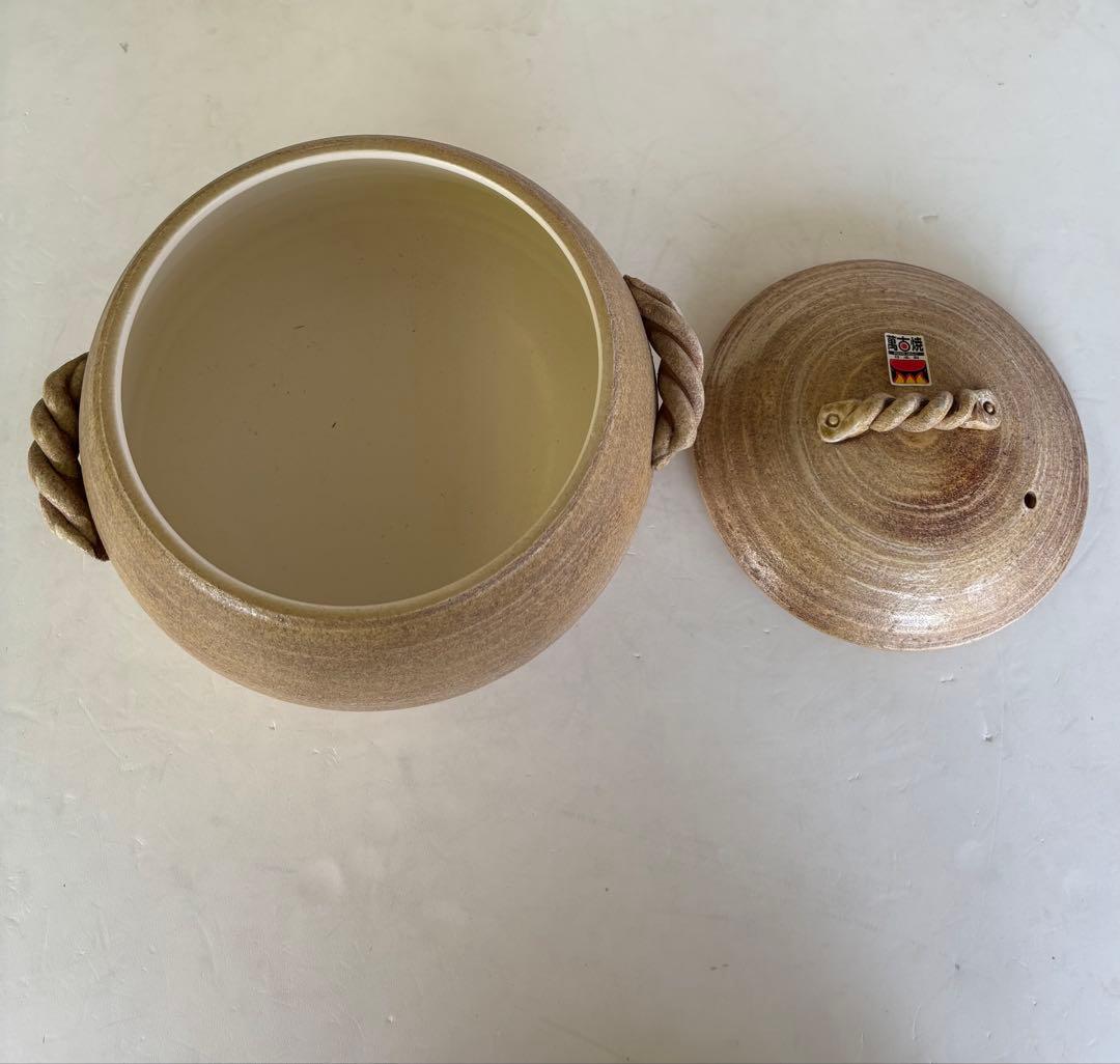 【新品未使用】みすず　まあるいご飯鍋　7合炊き　陶器　萬古焼