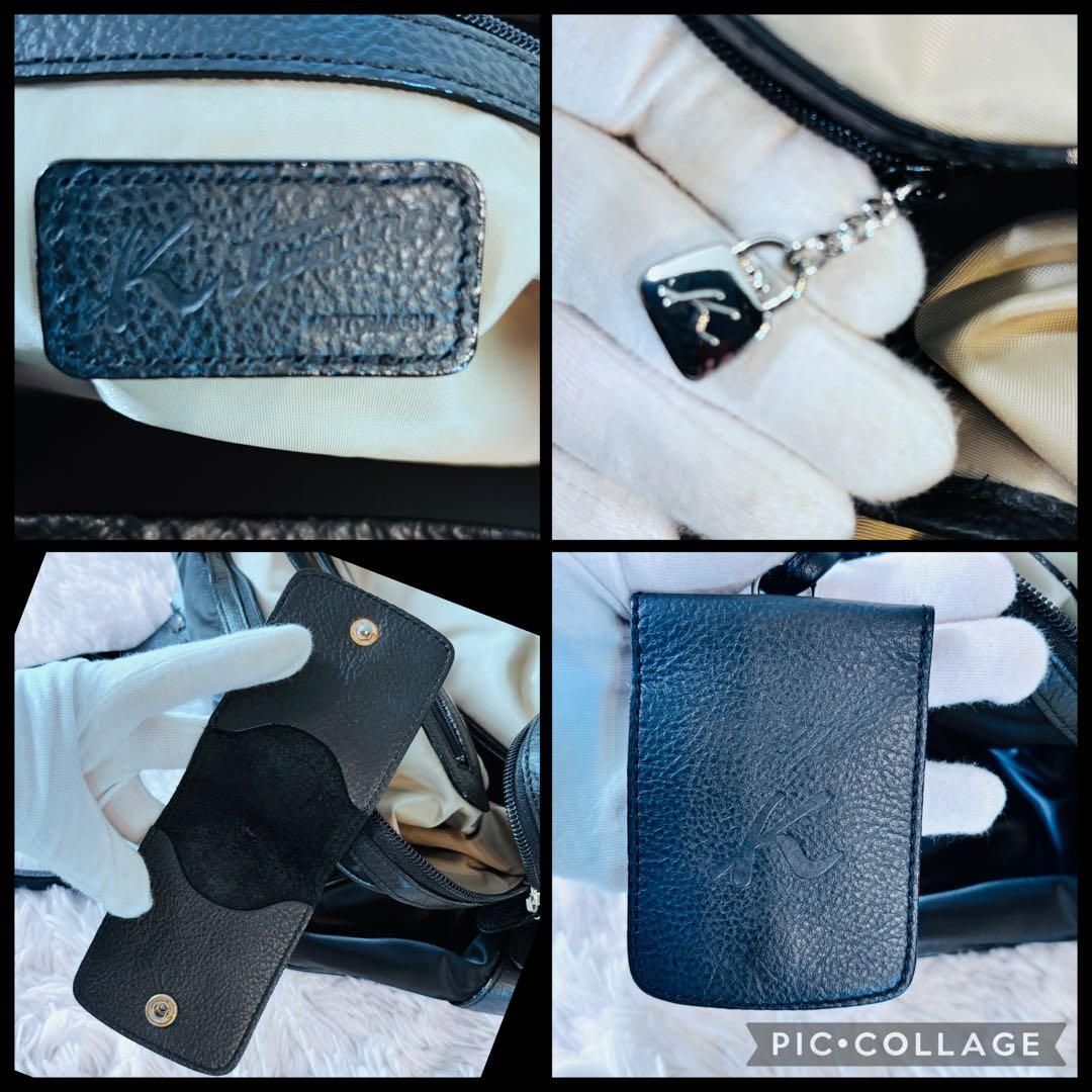 Kitamura キタムラ　ボストンバッグ　ナイロンレザー　ブラック黒　2way