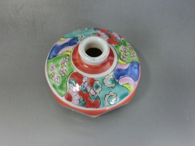 壷■赤絵油壷 花瓶 花器 一輪挿し 八角形 水滴 花唐草 捻子 時代物 骨董品■