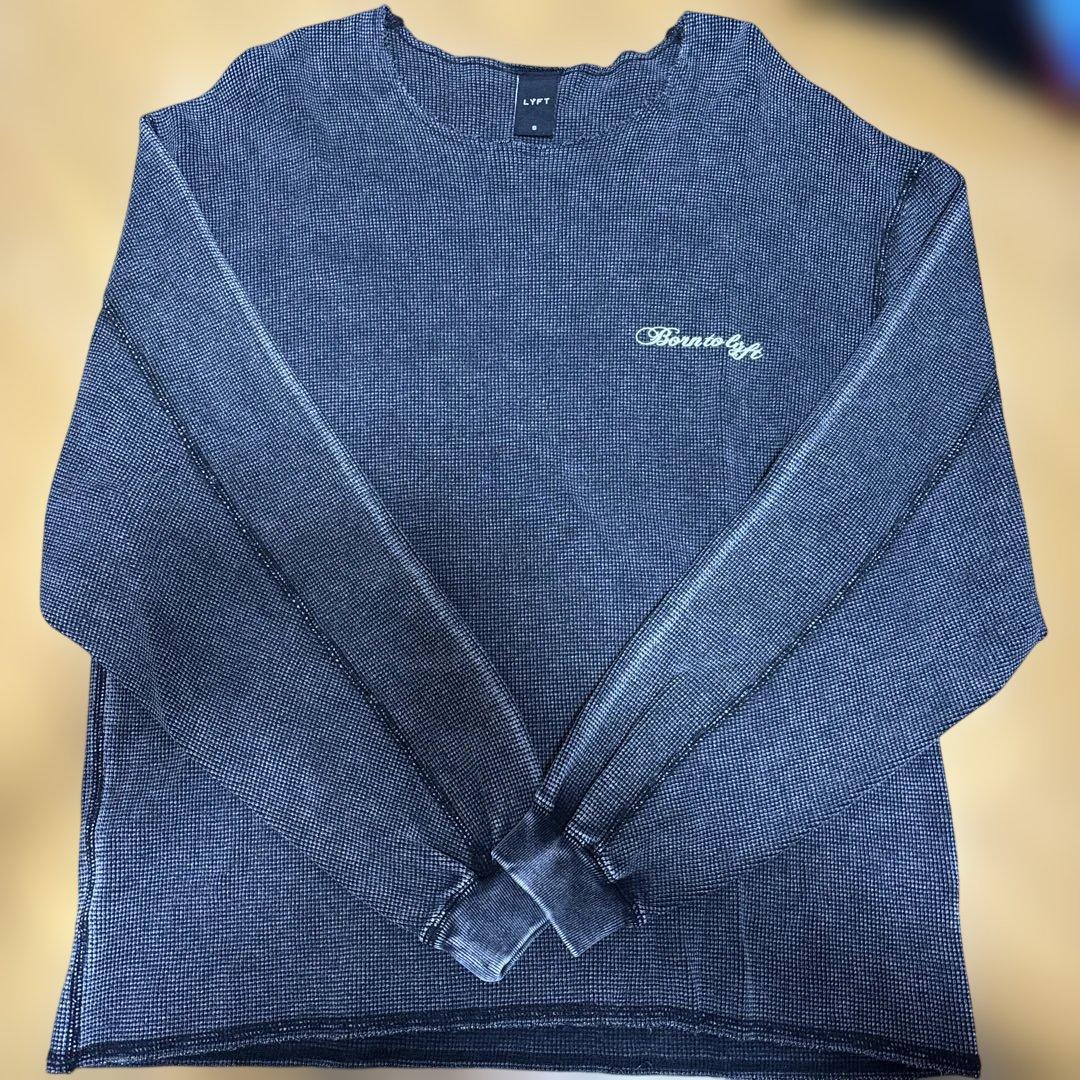 トップス CUT-OFFVINTAGE THERMAL LONGT-SHIRT-BLACK