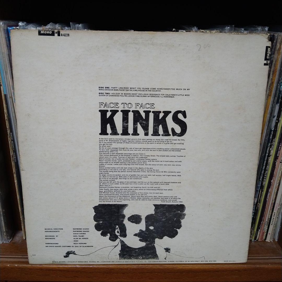 希少USorgMONO盤　キンクス　フェイス・トゥ・フェイス　LP