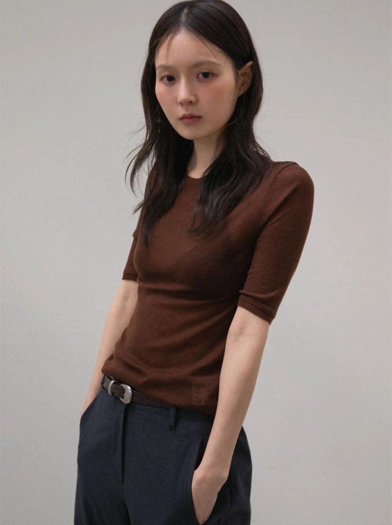 トップス OHOTORO / Sheer Clear Half Top