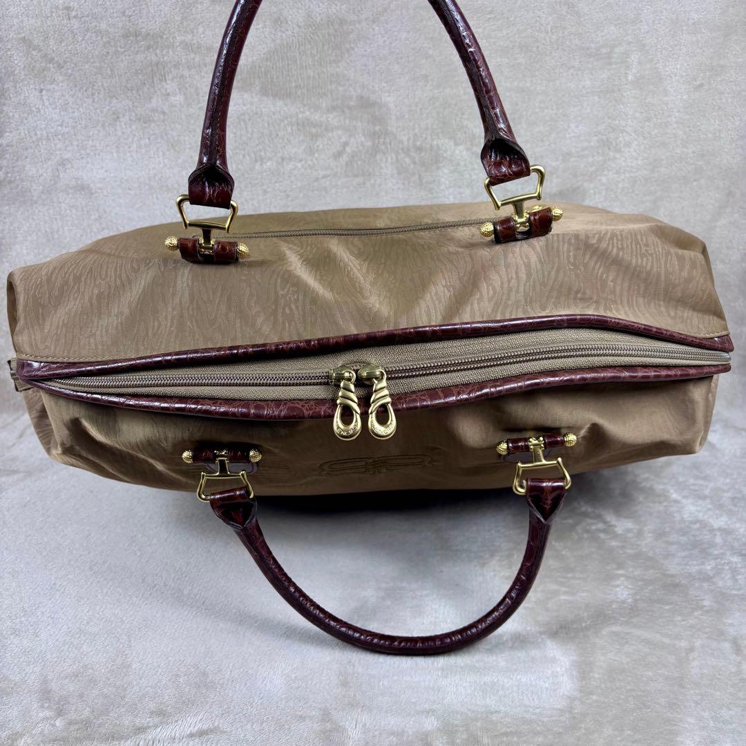 バレンシアガ　ボストンバッグ　ナイロン×クロコ型押しレザー　BALENCIAGA