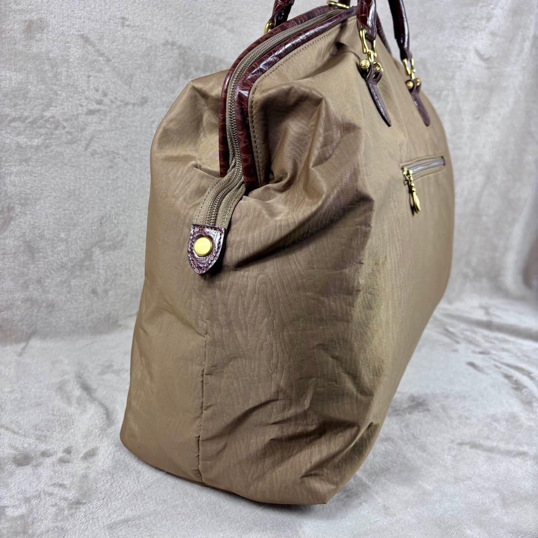 バレンシアガ　ボストンバッグ　ナイロン×クロコ型押しレザー　BALENCIAGA
