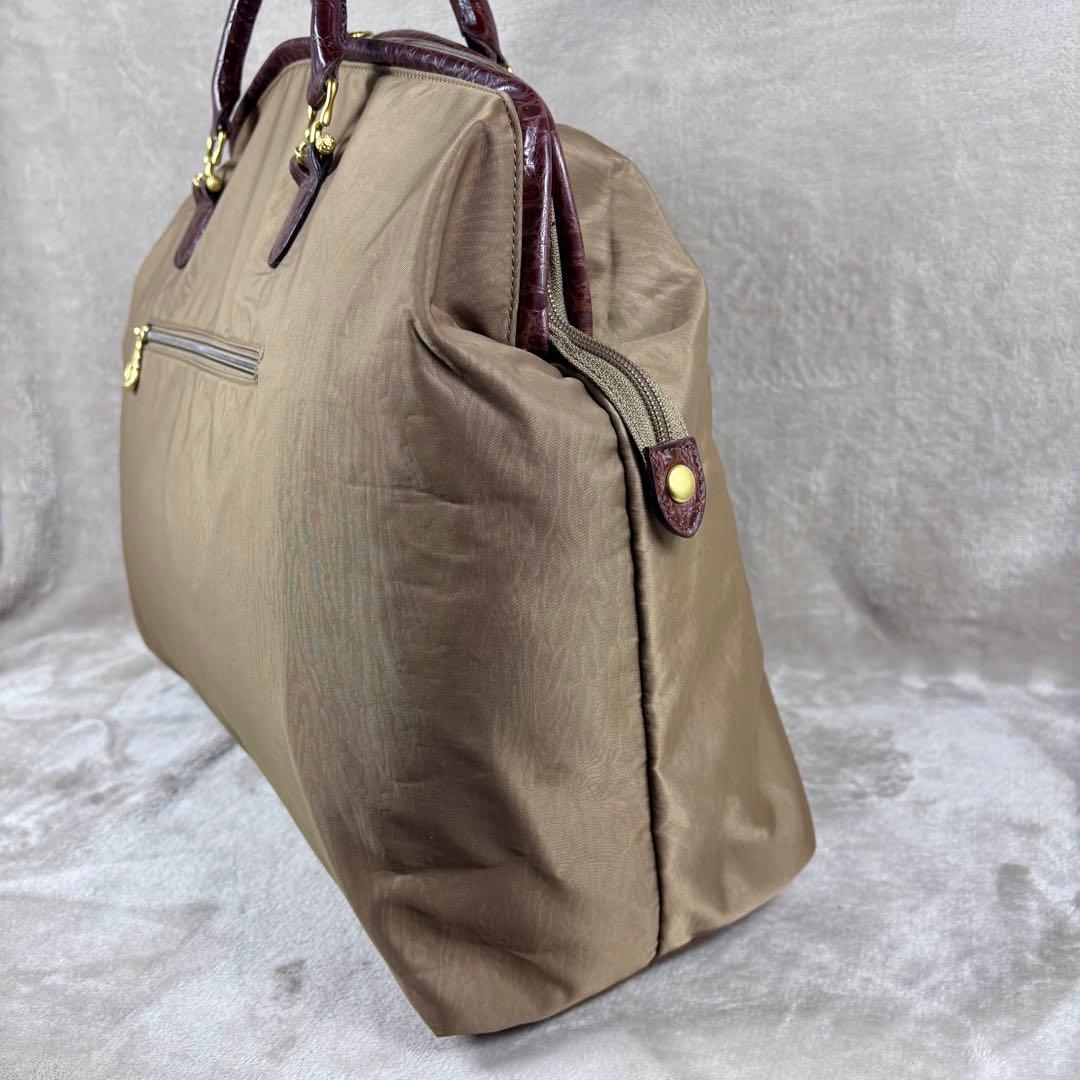 バレンシアガ　ボストンバッグ　ナイロン×クロコ型押しレザー　BALENCIAGA