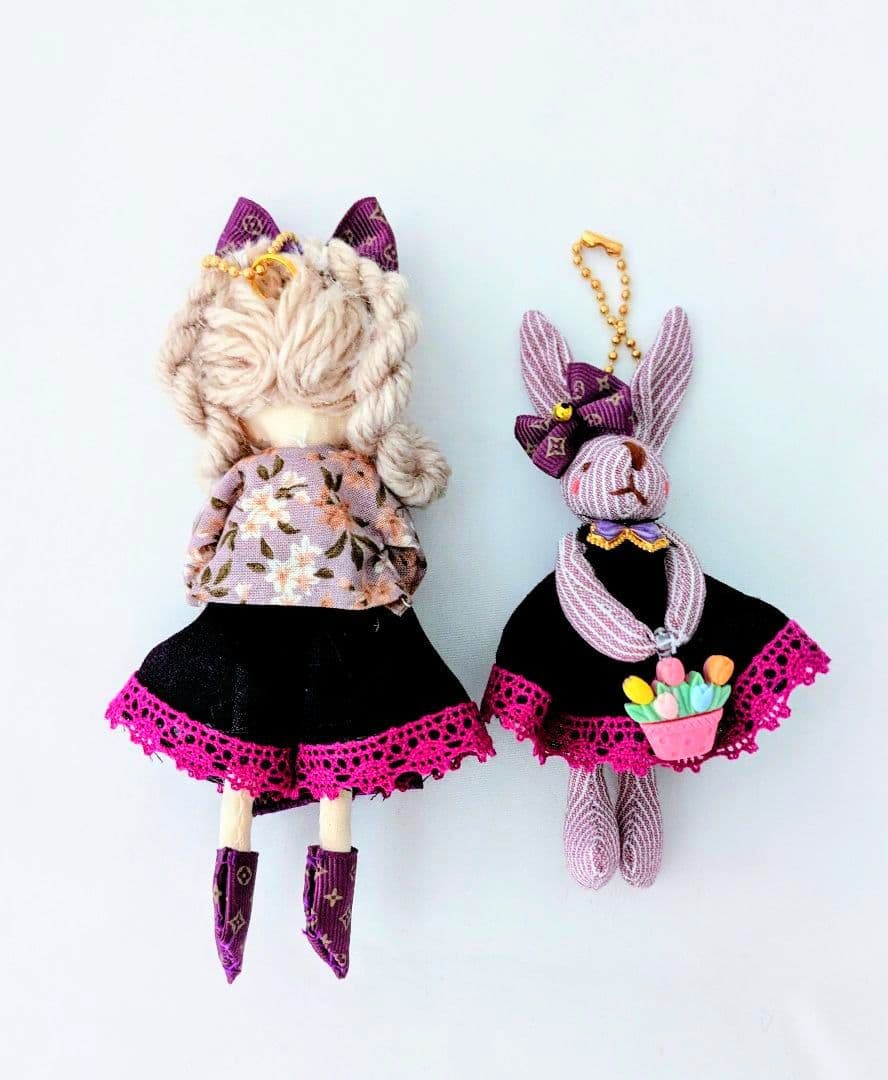 ハンドメイド❋ドールチャーム＆うさぎチャーム❋バッグチャーム❋お人形