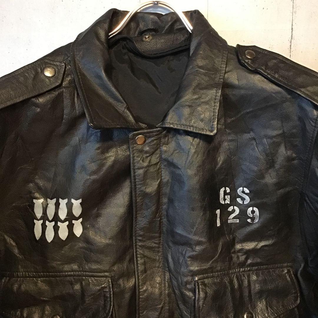 【希少】80s G-1 フライトジャケット 背面ステンシル 肉厚レザー ペイント