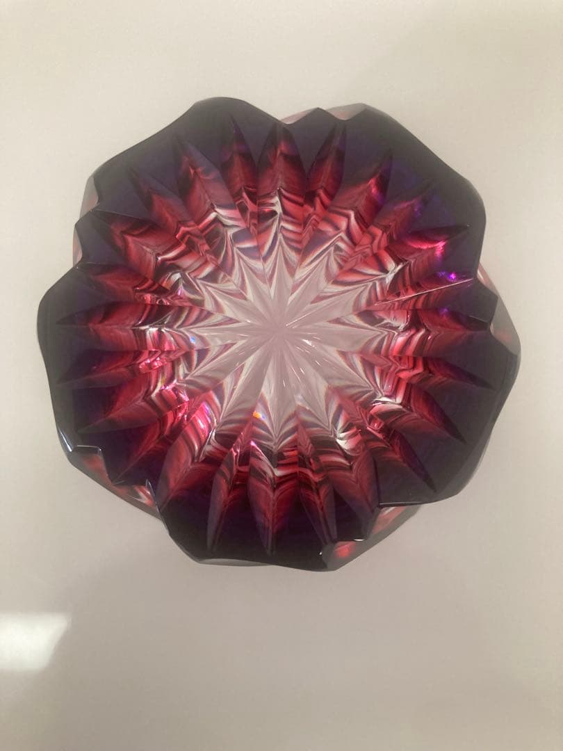 島津薩摩切子 二色タンブラー　 ルリ金赤