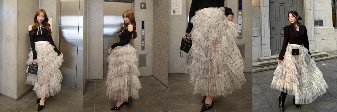 ダーリッチ darich ボリュームアシメチュールロングスカート WHT F