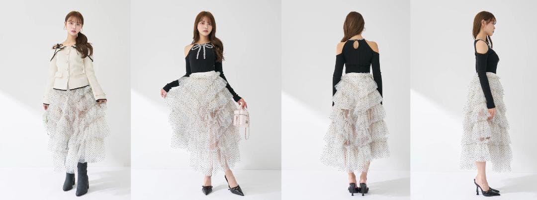 ダーリッチ darich ボリュームアシメチュールロングスカート WHT F