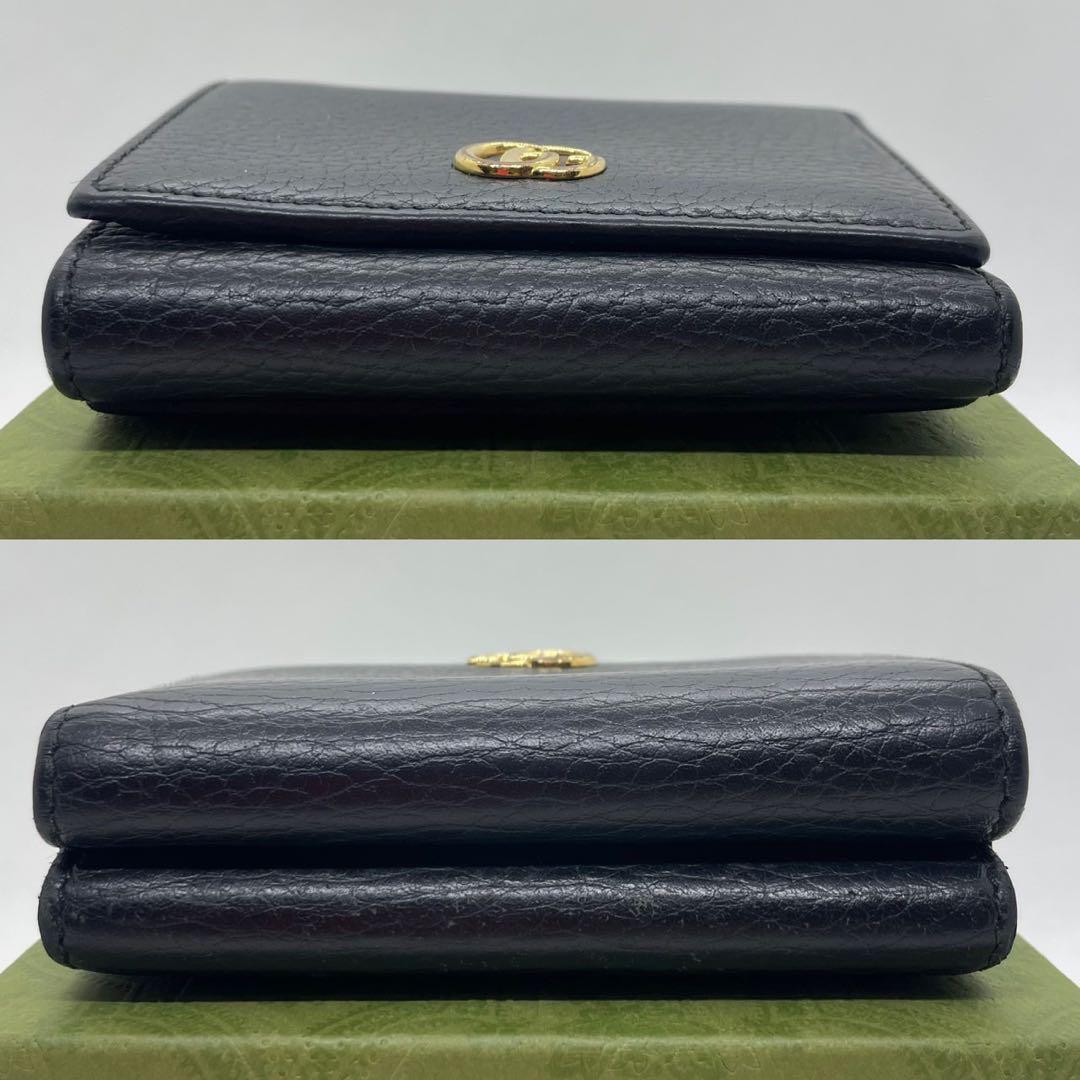 【極美品】グッチ 584563 GGマーモント ダブルG 三つ折り財布 小銭入れ