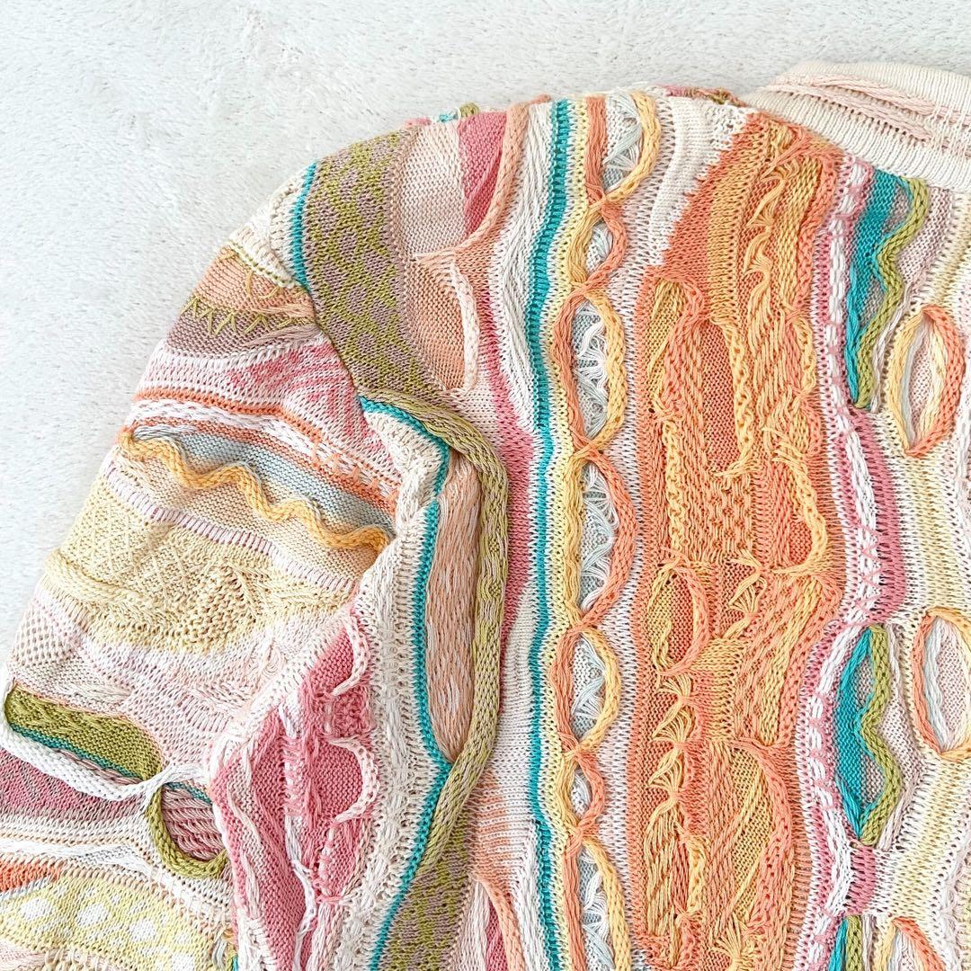 極美品　COOGI 3Dニット 総柄カーディガン 希少デザイン オーバーサイズ