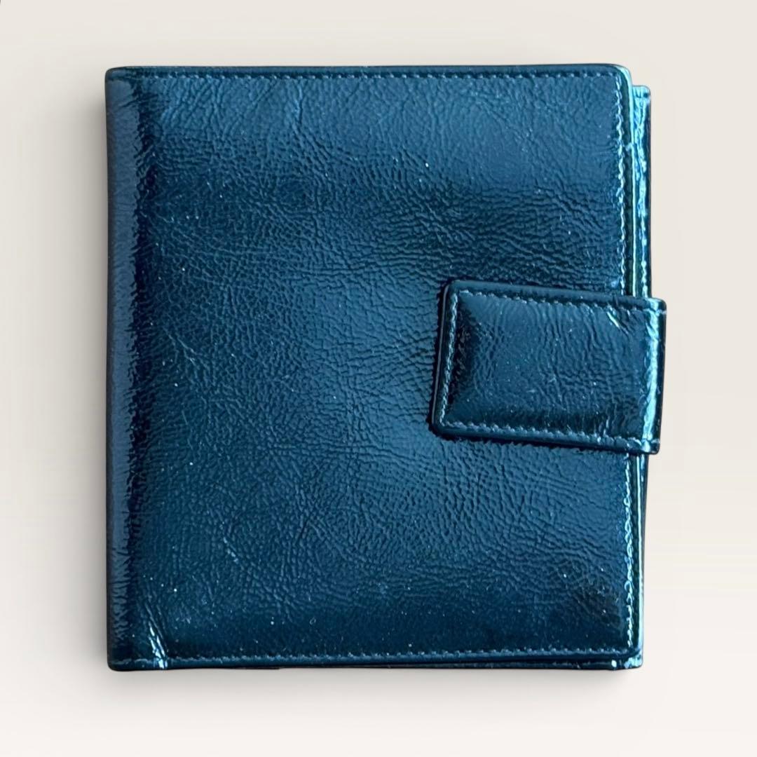 Yves Saint Laurent 二つ折り財布 Yメール パテント黒 封筒