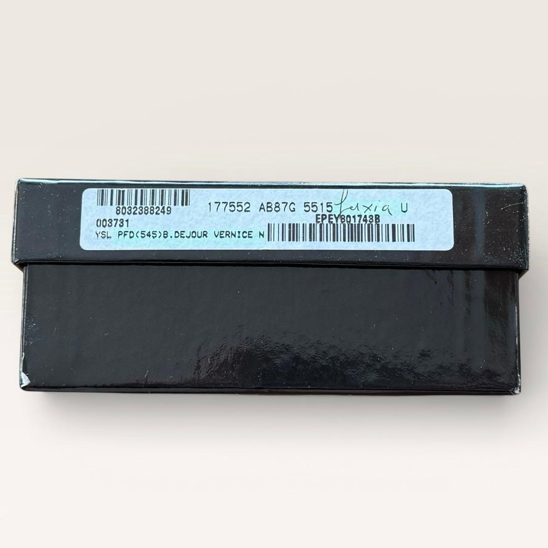 Yves Saint Laurent 二つ折り財布 Yメール パテント黒 封筒