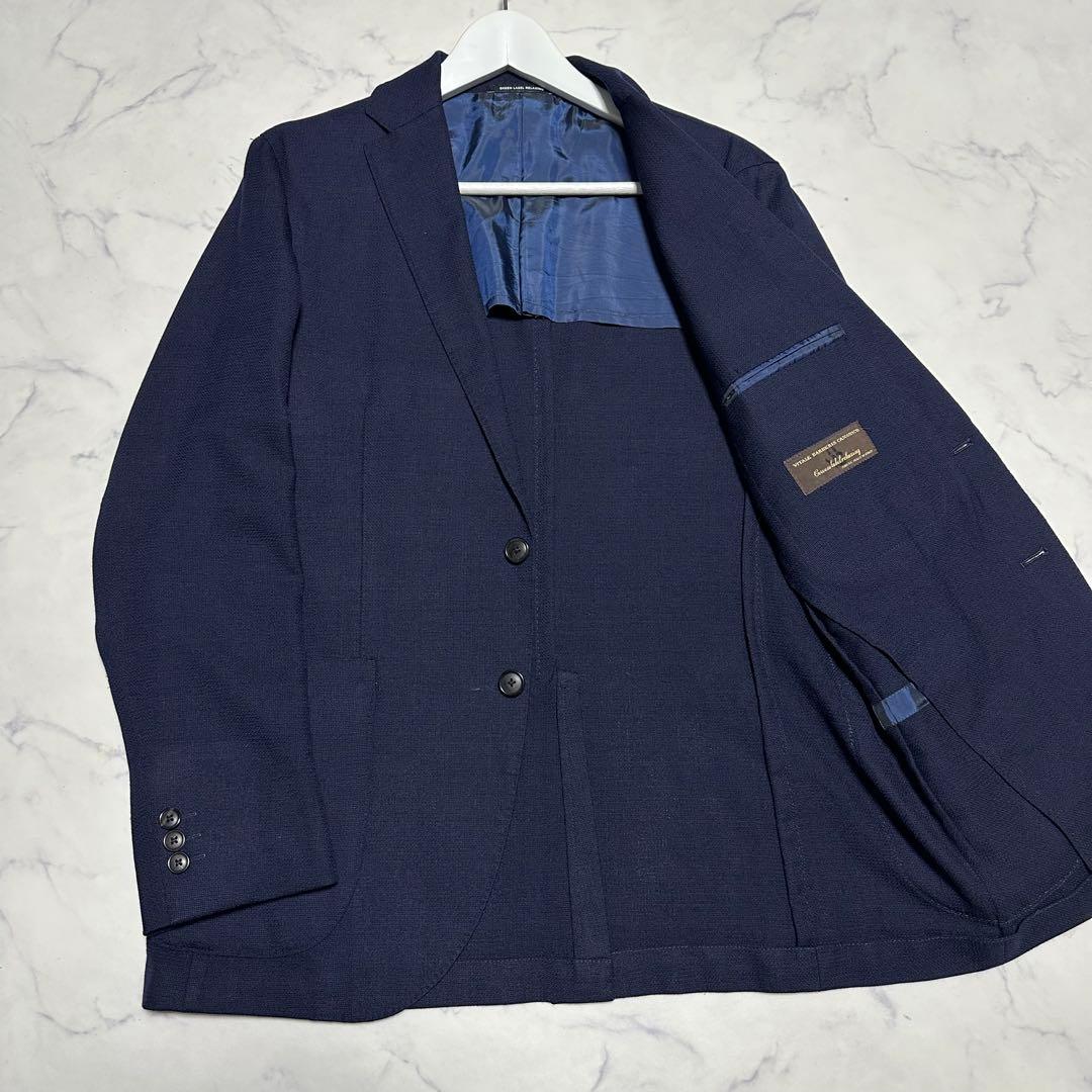 美品　ユナイテッドアローズ　カノニコ生地ネイビージャケット　紺　シャリ感　48