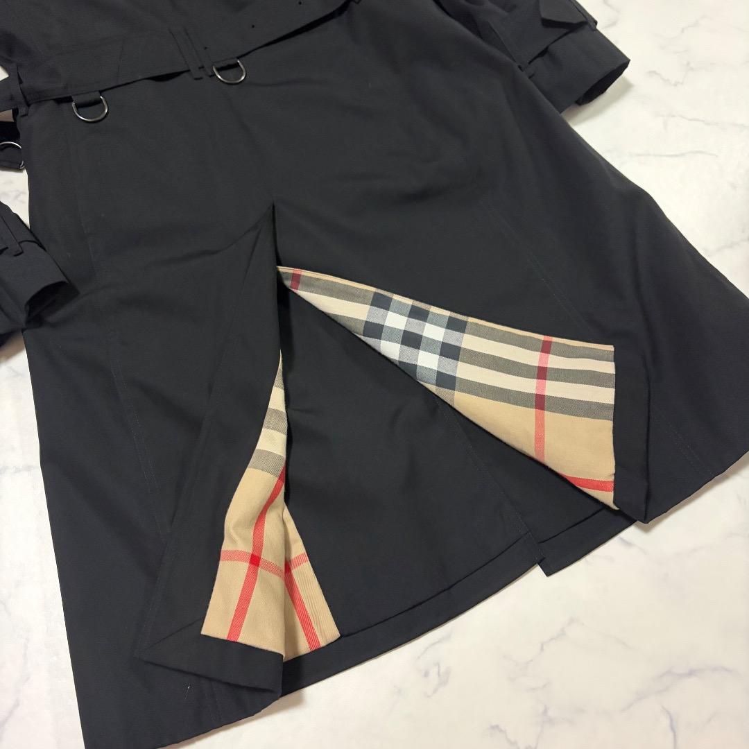 美品 英国製 Burberry トレンチコート ブラック ノバチェック UK2