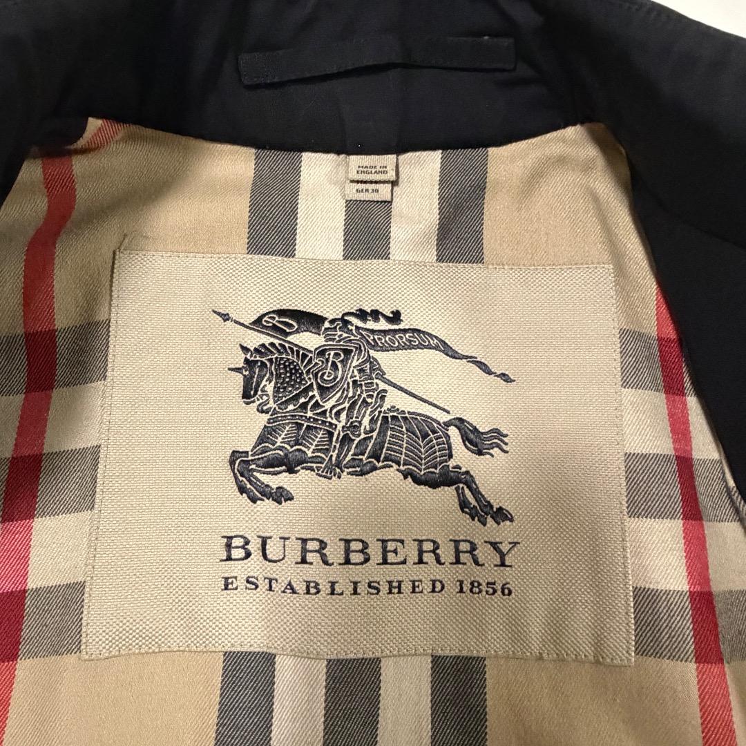 美品 英国製 Burberry トレンチコート ブラック ノバチェック UK2