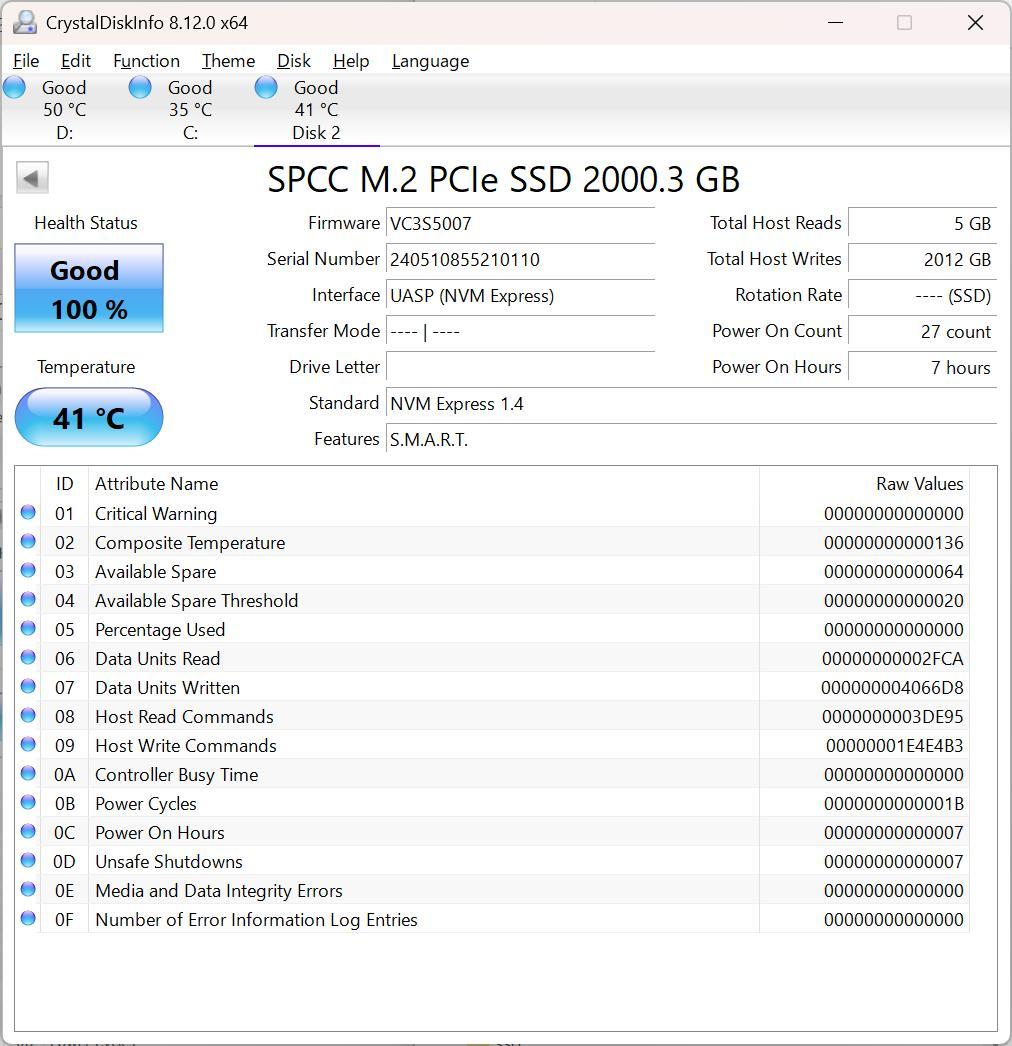 M.2 2280 PCIe3.0×4 SSD 2TB