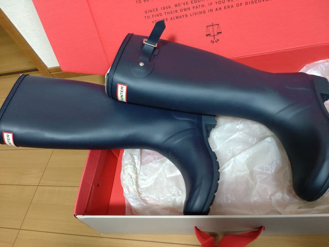 【美品】HUNTER レインブーツ　ネイビー　24cm