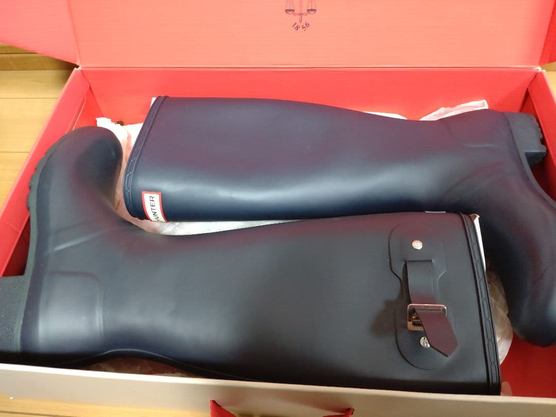 【美品】HUNTER レインブーツ　ネイビー　24cm