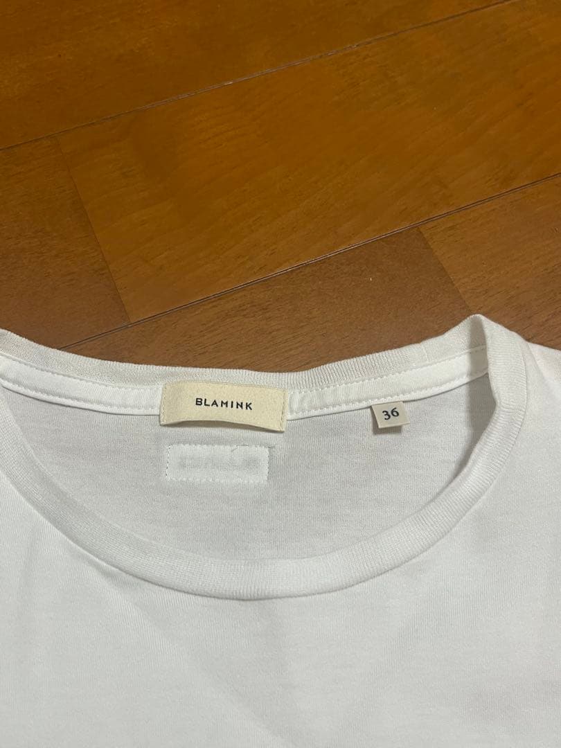 BLAMINK PRE ロゴパッチショートスリーブTEE ホワイト　ブラミンク