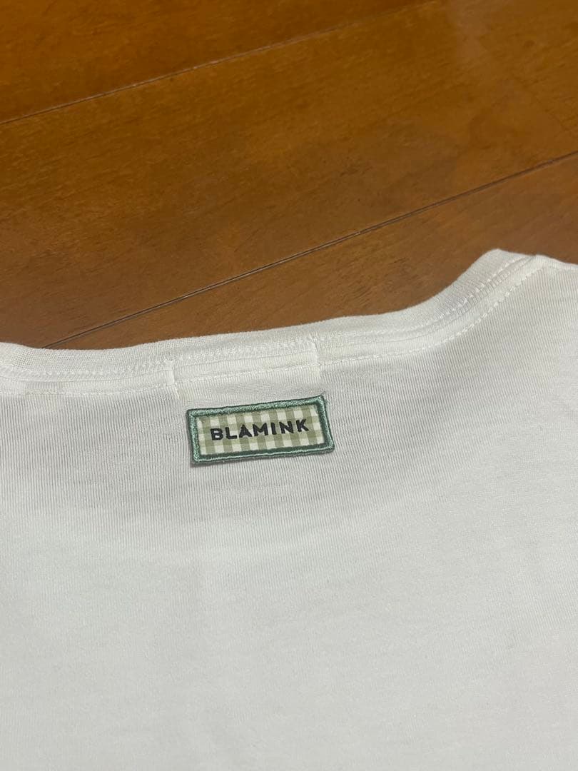 BLAMINK PRE ロゴパッチショートスリーブTEE ホワイト　ブラミンク