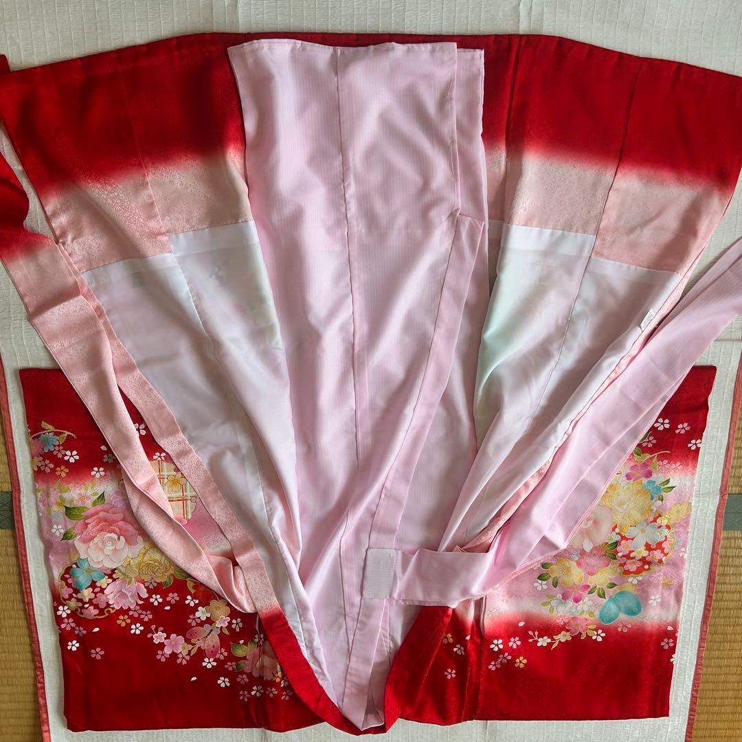 お宮参り お掛け着 産着 絹 赤 子供着物 花 女の子 祝い着 赤ちゃん 刺繍