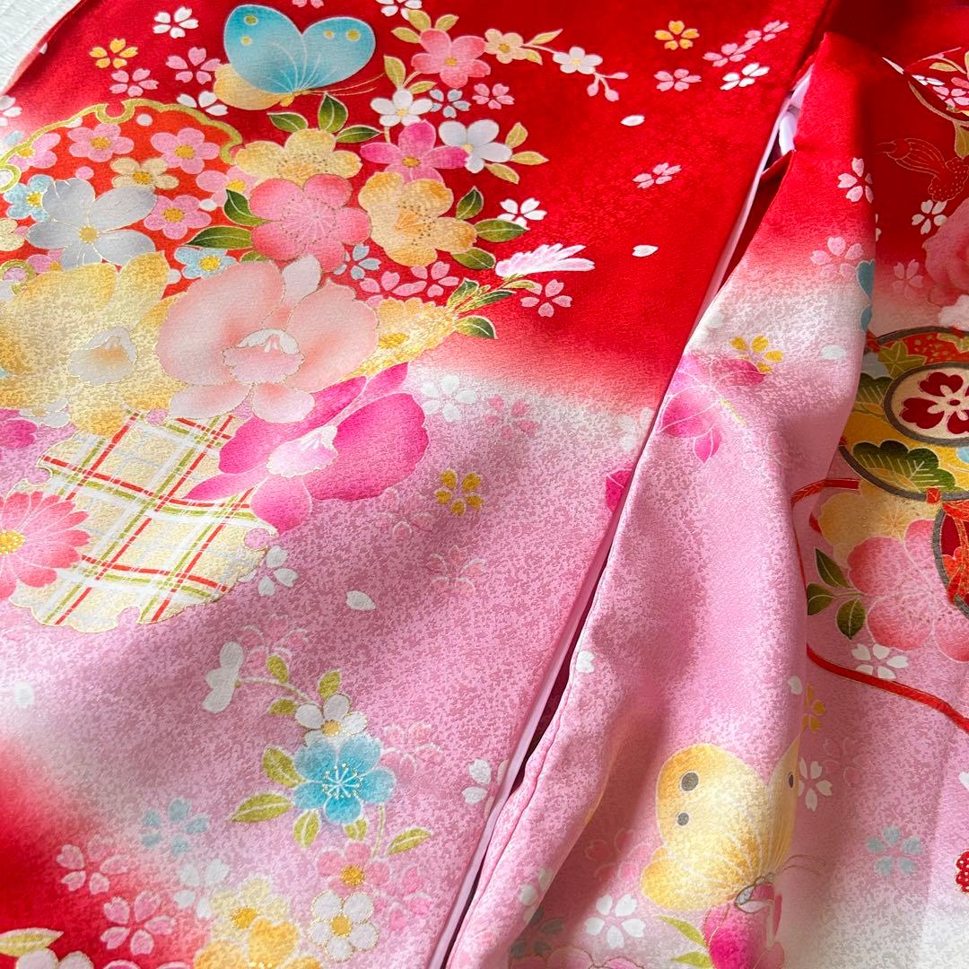 お宮参り お掛け着 産着 絹 赤 子供着物 花 女の子 祝い着 赤ちゃん 刺繍