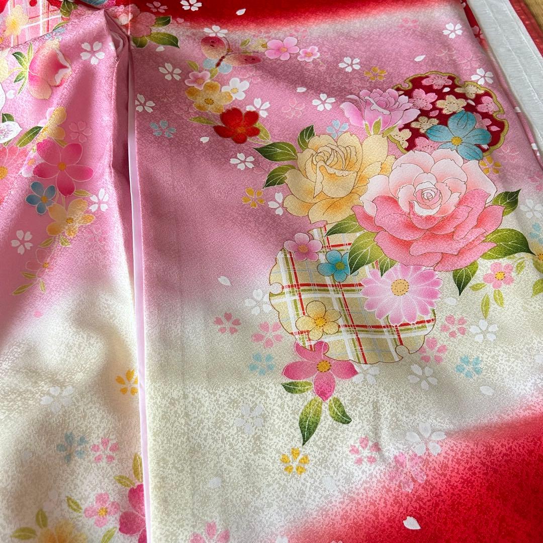 お宮参り お掛け着 産着 絹 赤 子供着物 花 女の子 祝い着 赤ちゃん 刺繍