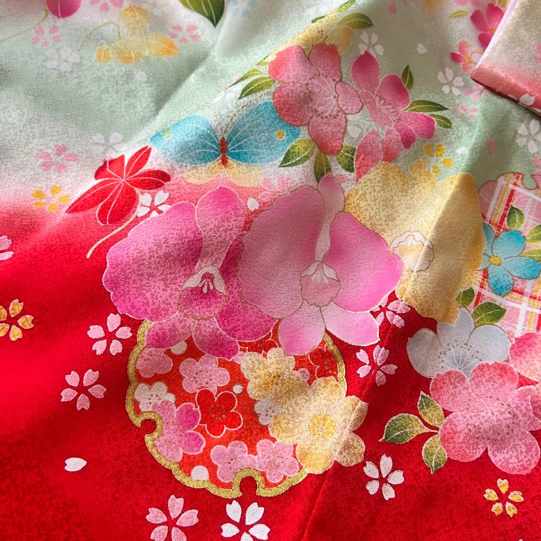 お宮参り お掛け着 産着 絹 赤 子供着物 花 女の子 祝い着 赤ちゃん 刺繍