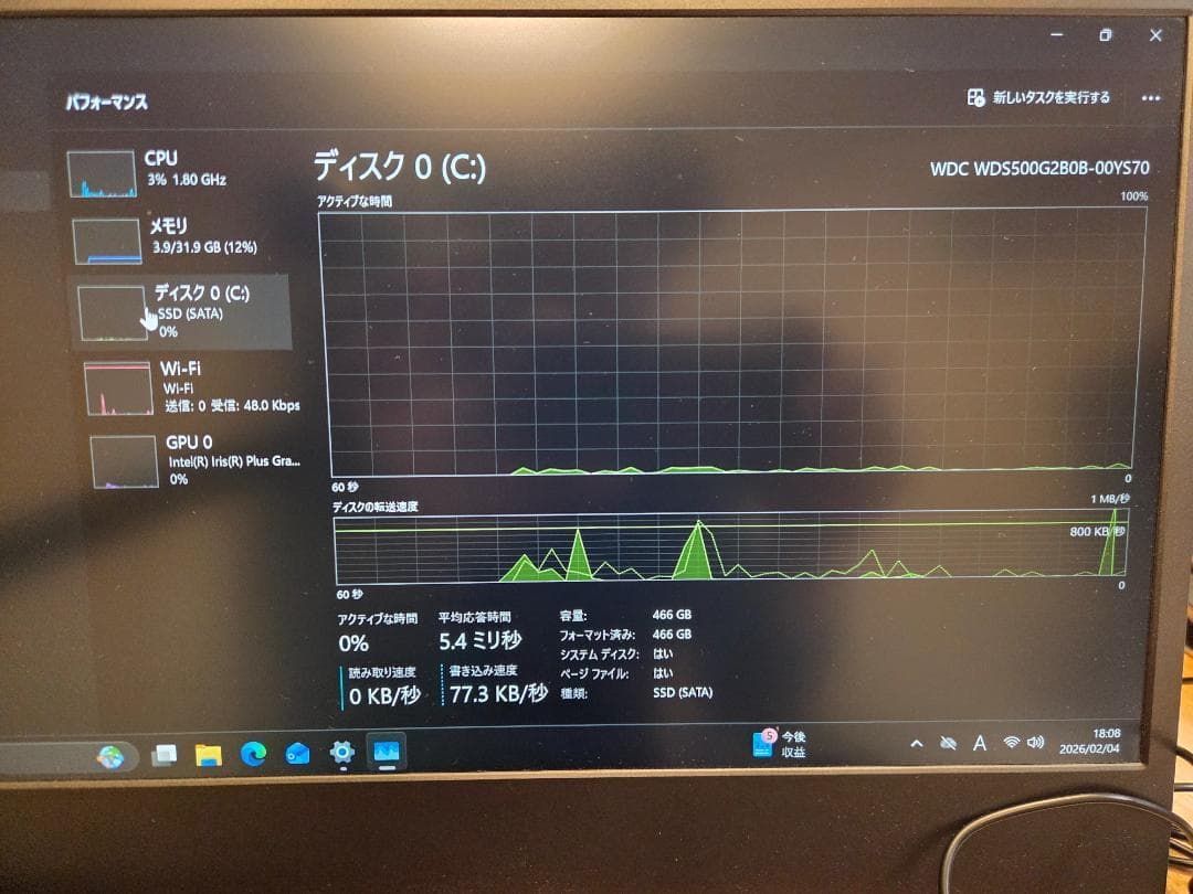 ミニPC Intel NUC8i5BEH/32GB/500GB/Win10