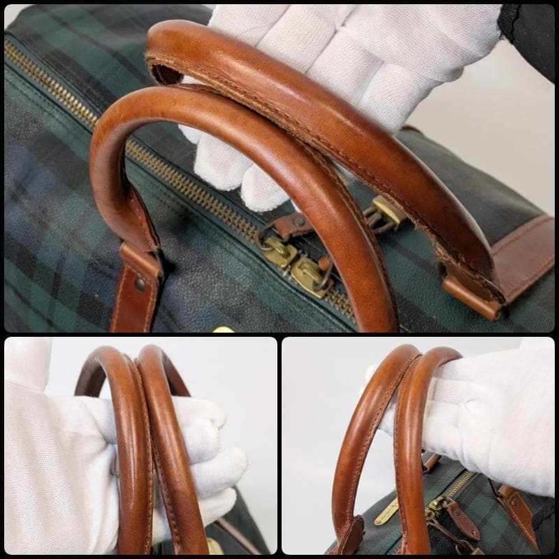 ポロラルフローレン 2way ボストンバッグ 大容量 チェック柄 PVC レザー