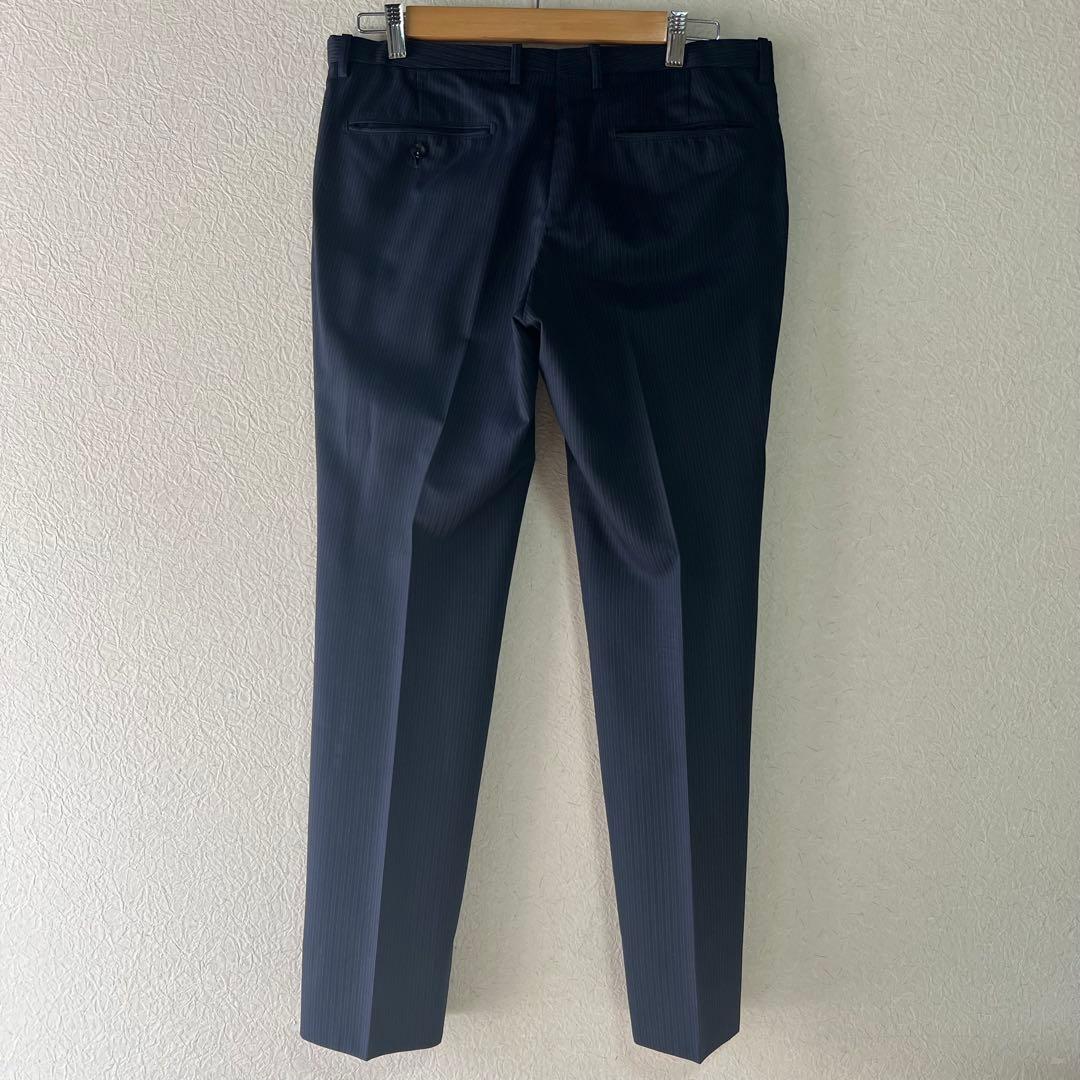 【SUIT SELECT】極美品☆スーツセット☆ストライプ☆L☆A7☆ネイビー