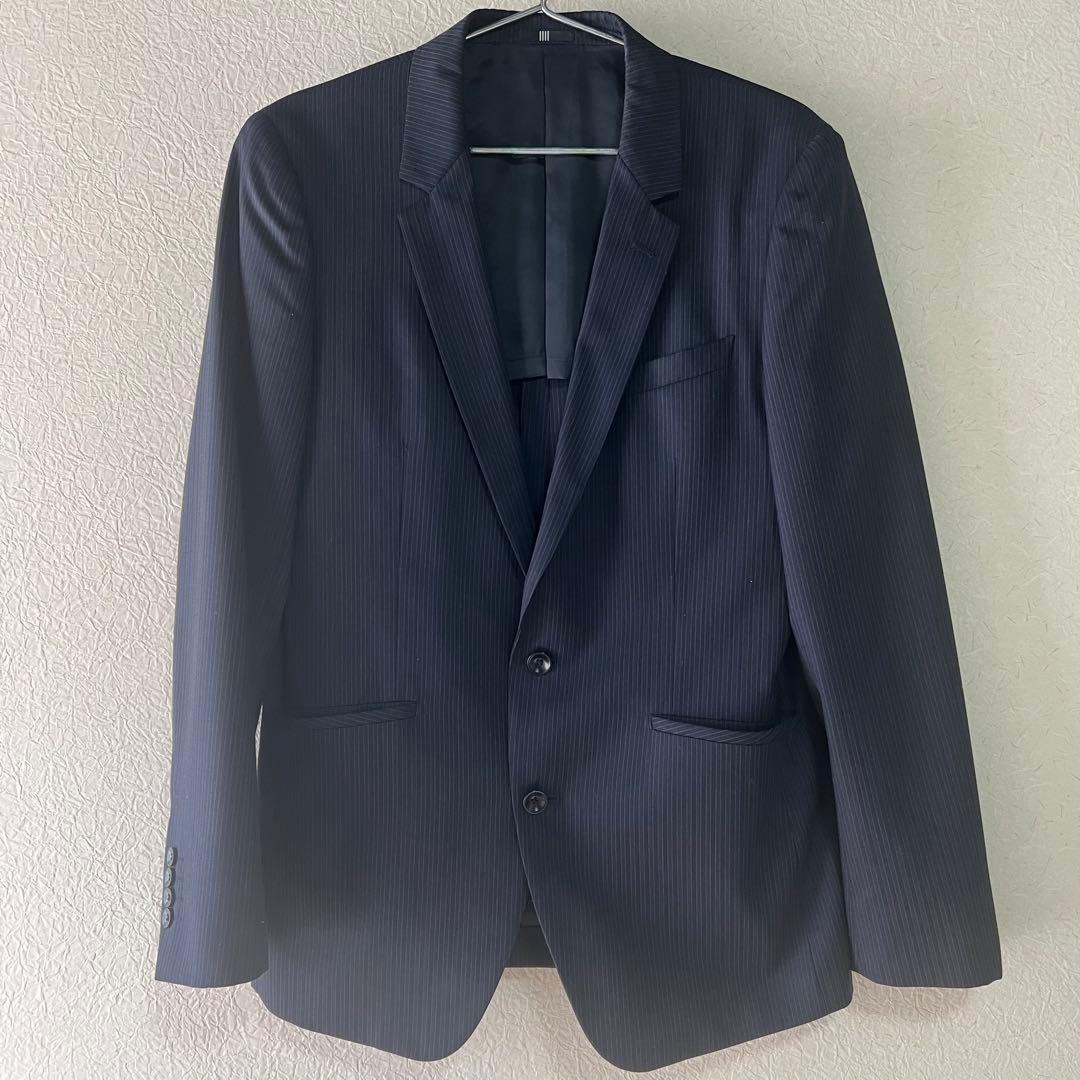 【SUIT SELECT】極美品☆スーツセット☆ストライプ☆L☆A7☆ネイビー