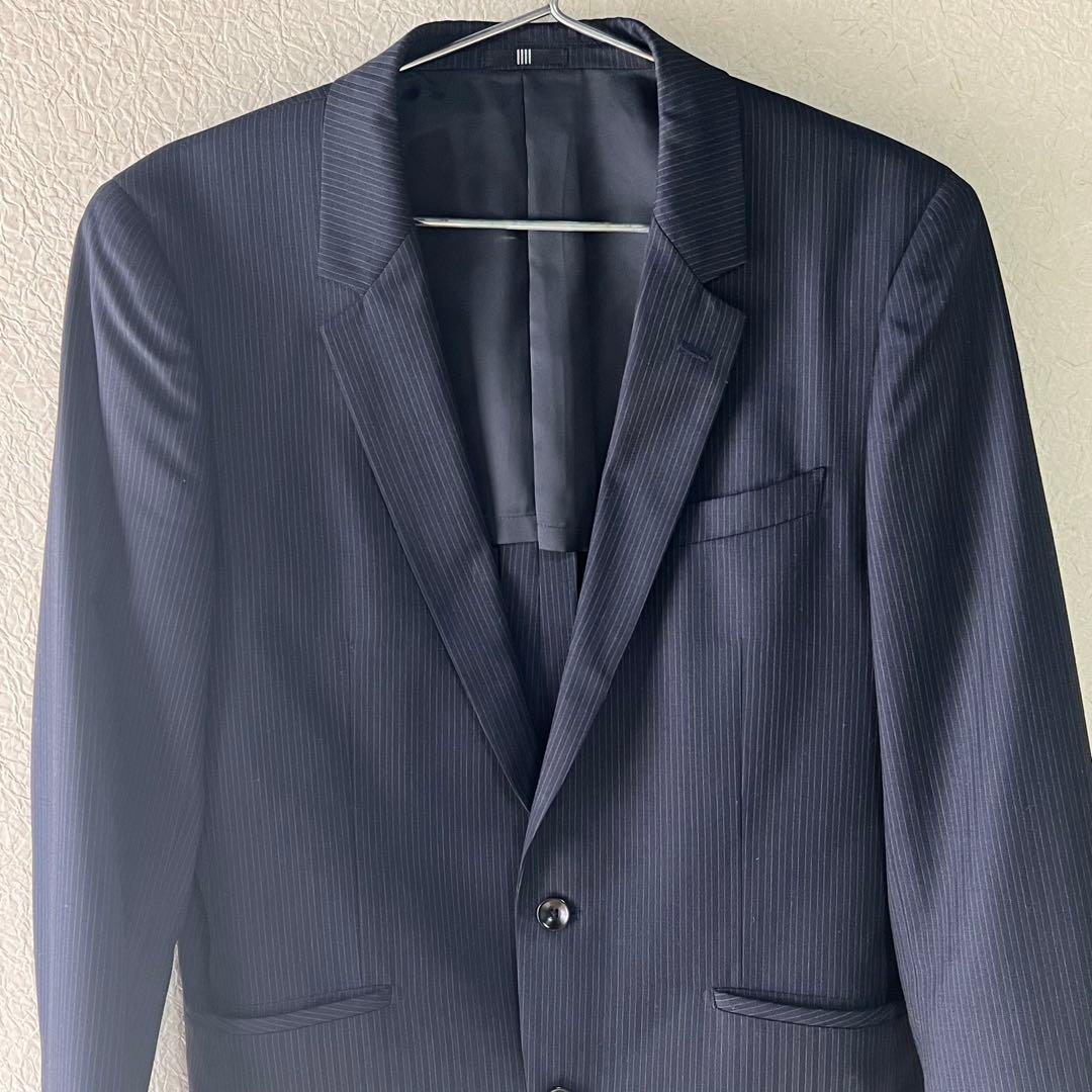【SUIT SELECT】極美品☆スーツセット☆ストライプ☆L☆A7☆ネイビー