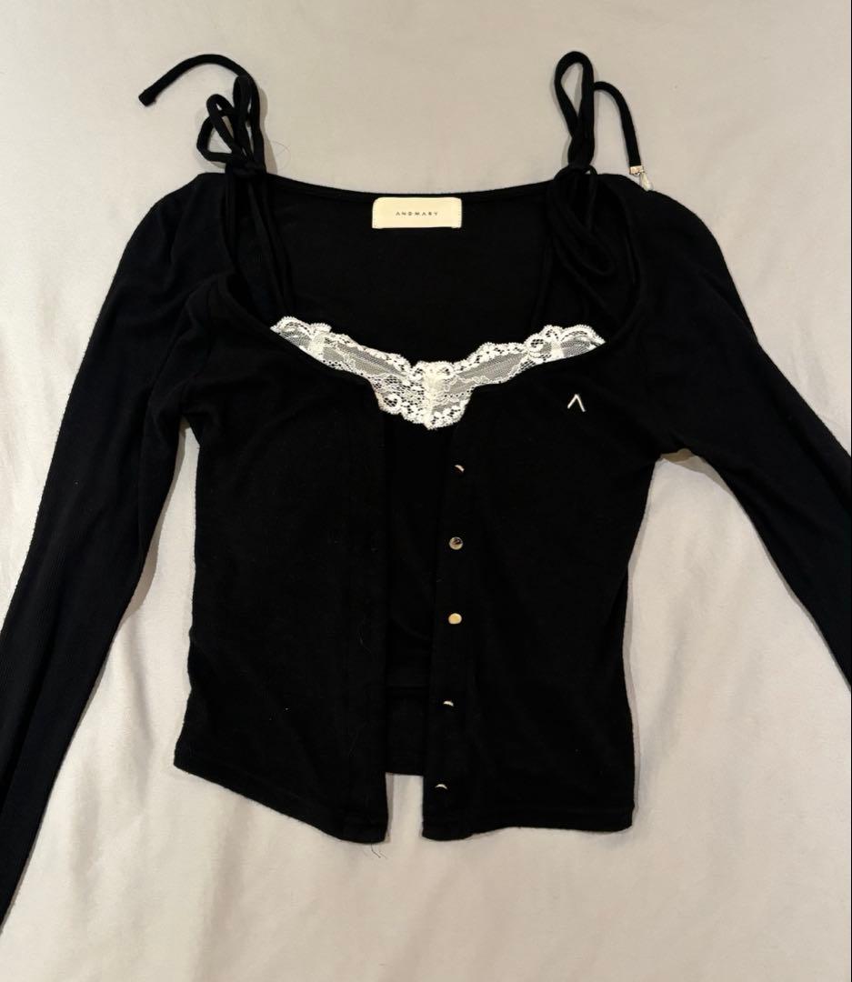 トップス ANDMARY Lilia lace tops Black