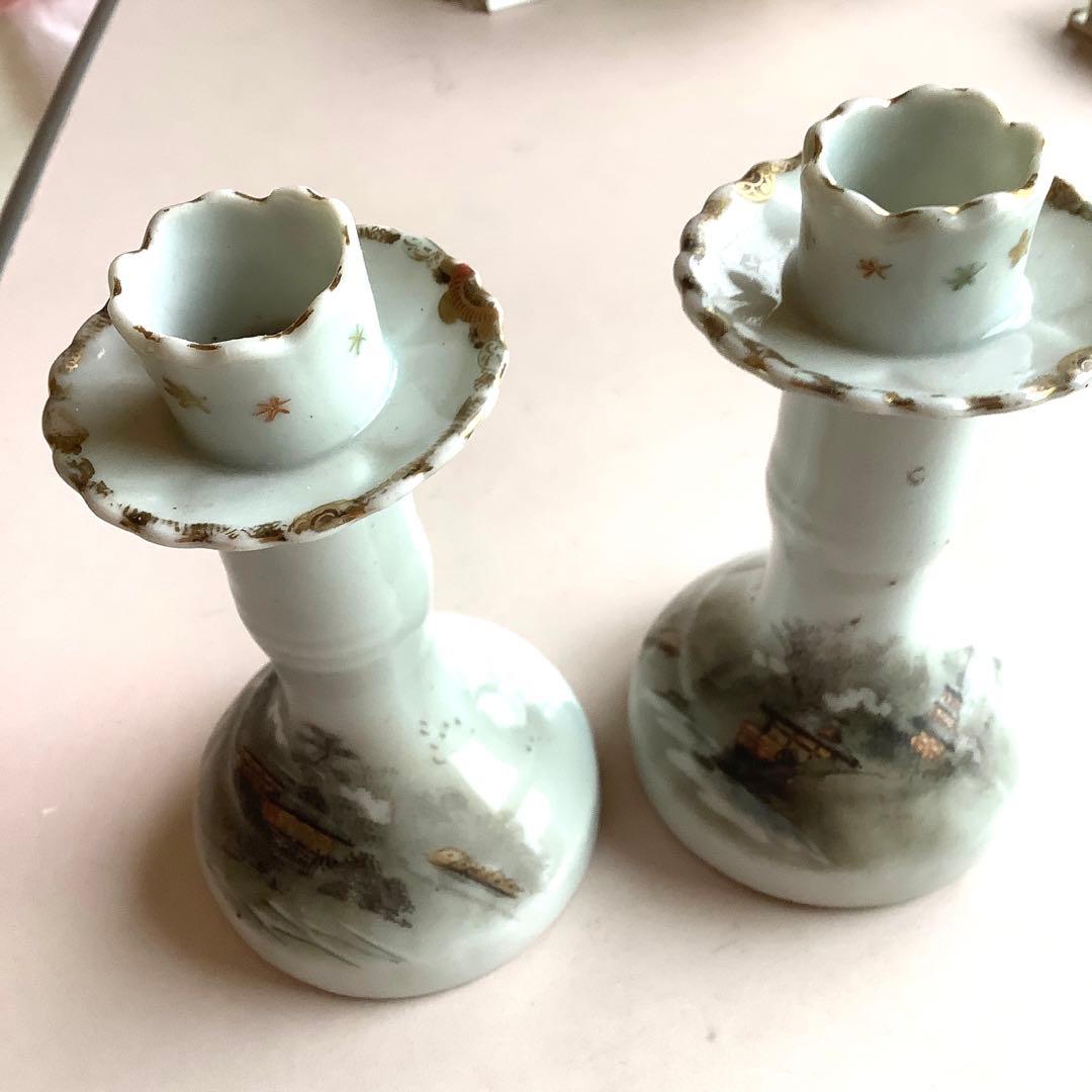 大日本　輸出用陶器　対燭台