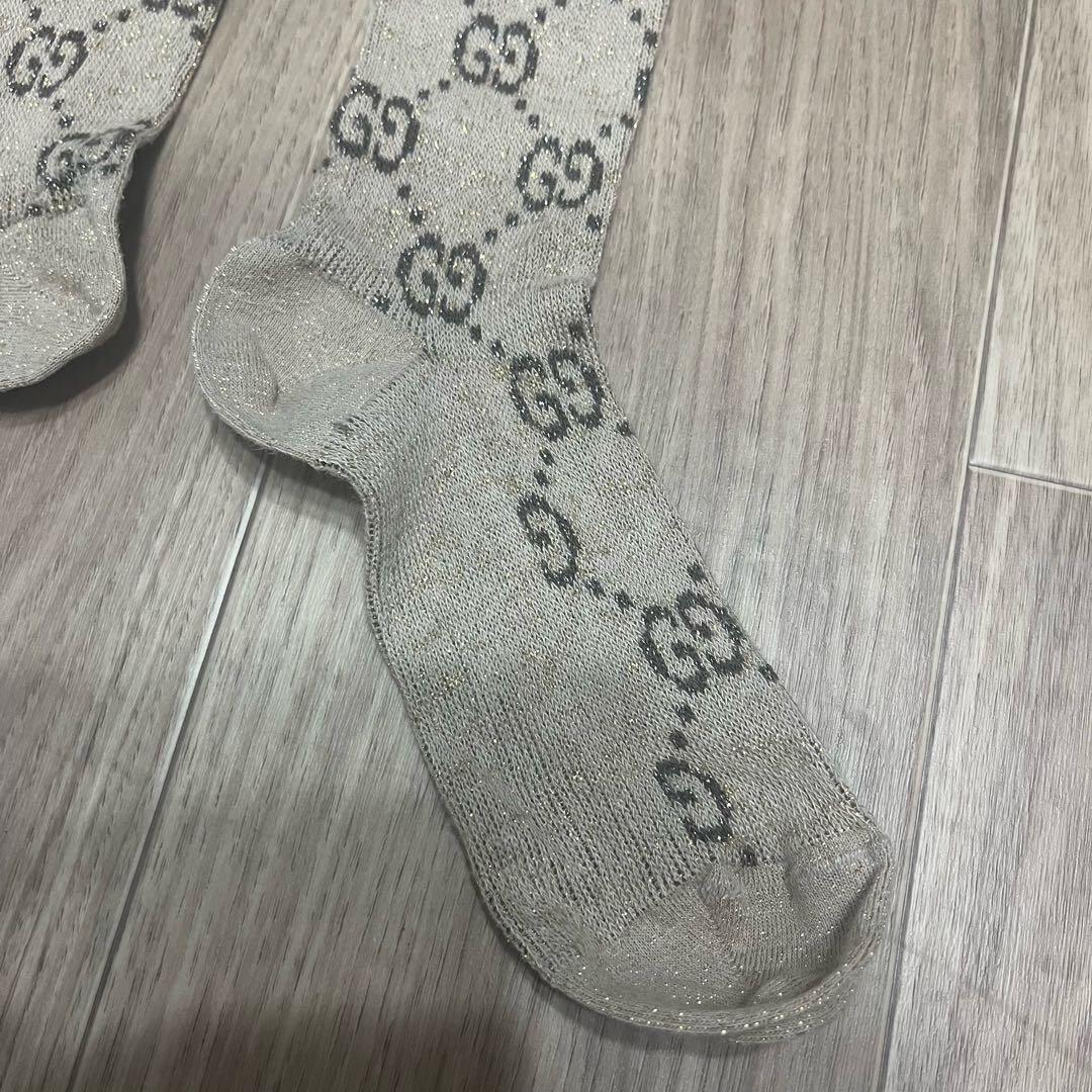 GUCCI GGロゴ ベージュラメソックス