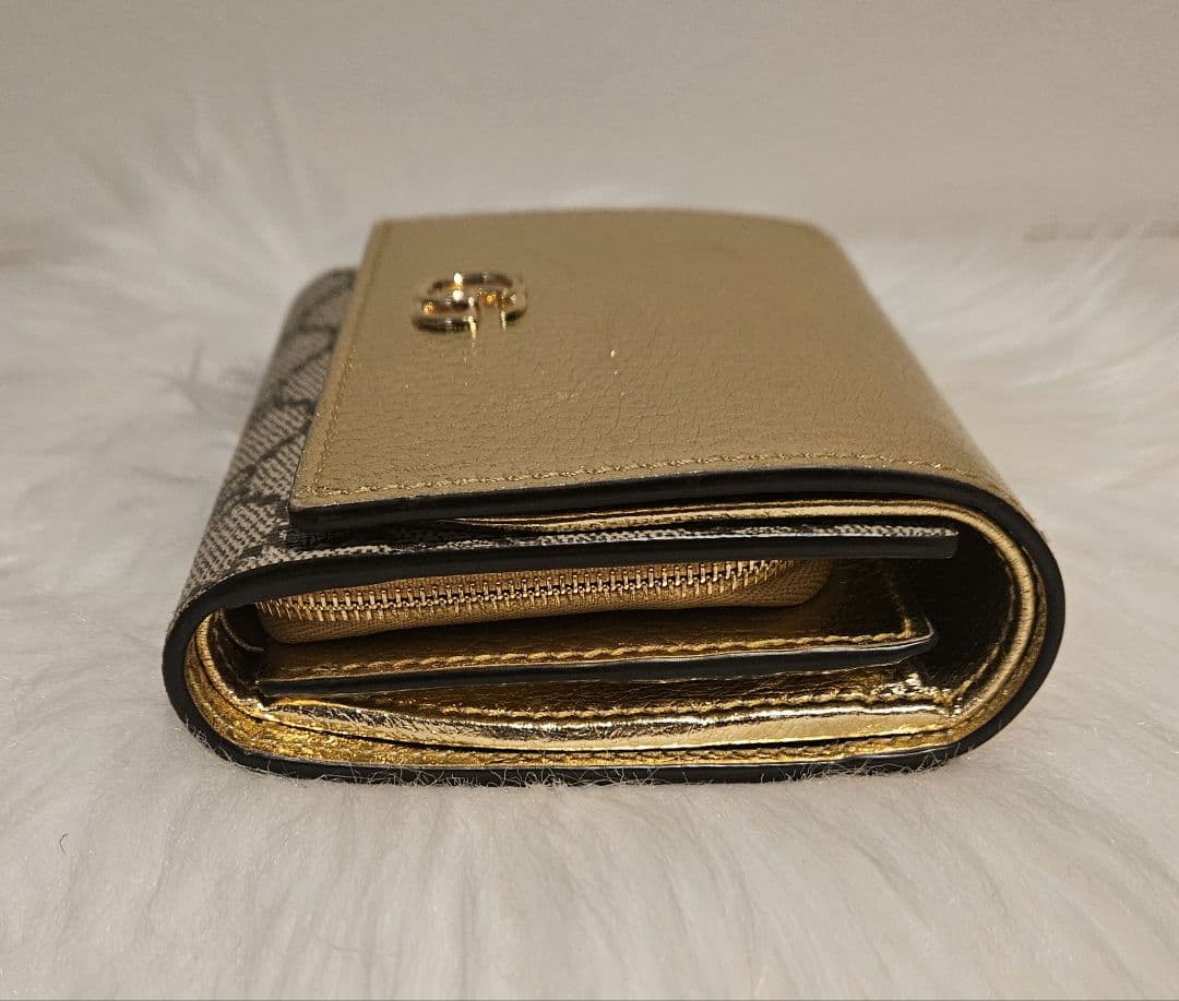 GUCCI 　グッチ財布　ダブルG メタリック　ゴールド