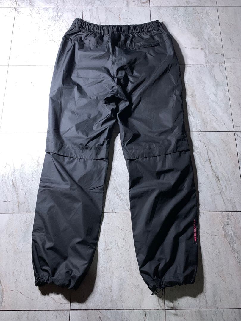 00s〜 NIKE 立体裁断 ワイド ナイロンパンツ ドローコード 黒 Y2K