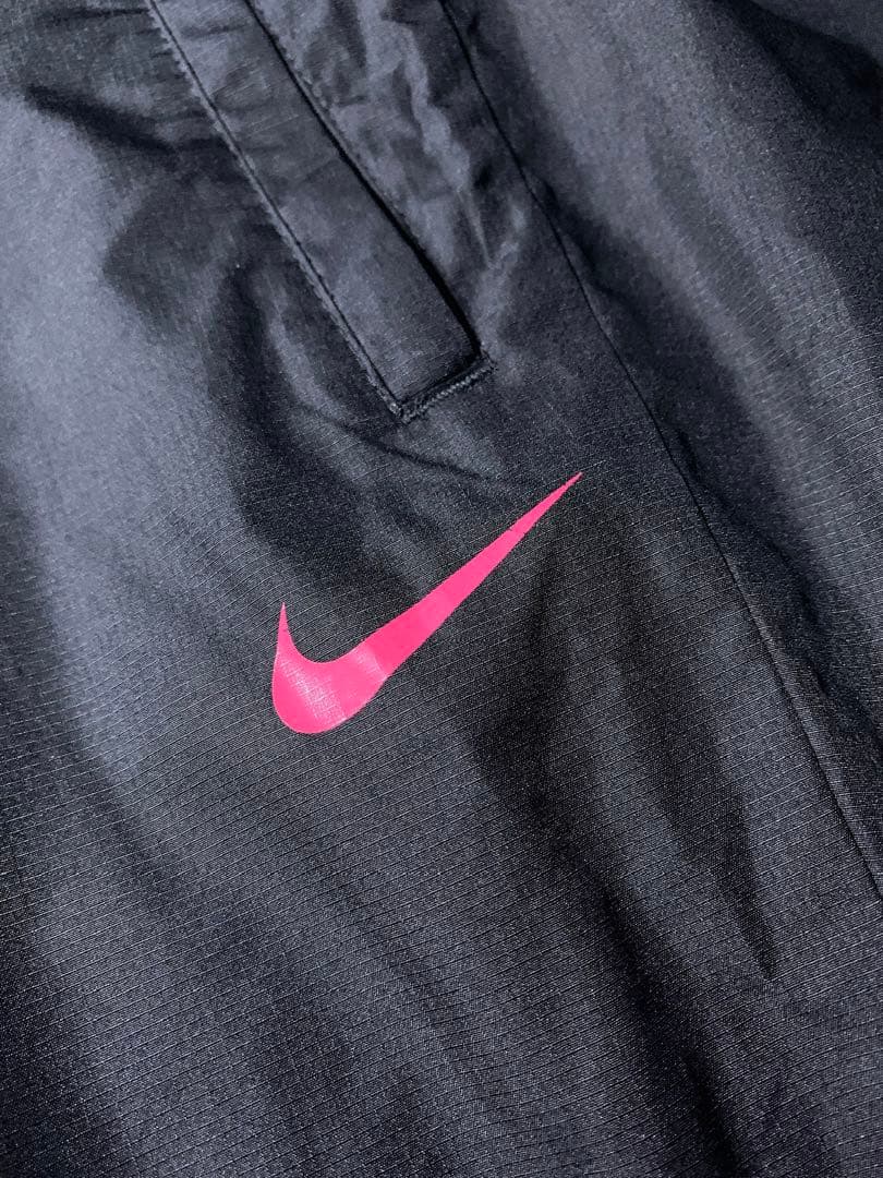00s〜 NIKE 立体裁断 ワイド ナイロンパンツ ドローコード 黒 Y2K