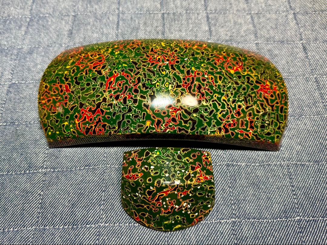 【美品・六分大】津軽三味線 胴掛 津軽塗 緑・赤・黒 貝入 六分大 螺鈿 胴掛け