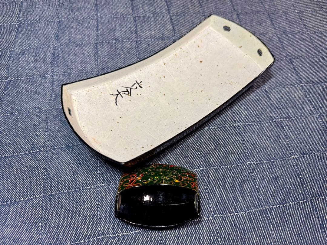 【美品・六分大】津軽三味線 胴掛 津軽塗 緑・赤・黒 貝入 六分大 螺鈿 胴掛け